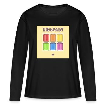 VIELFALT INKLUSION PRIDE KOFFER - Frauen Premium Bio Langarmshirt - Schwarz - Vorne - Julia (174cm)