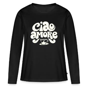 Ciao Amore Cappuccino - Frauen Premium Bio Langarmshirt - Schwarz - Vorne - Julia (174cm)