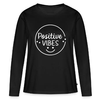 Positive vibes - T-shirt manches longues Premium bio Femme - noir - Devant - Julia (174cm)