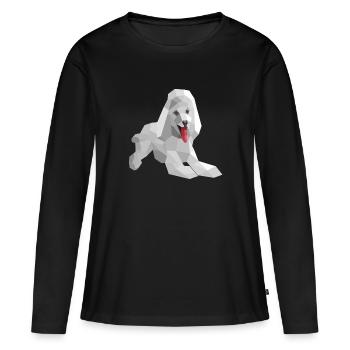 Eleganter Low-Poly-Pudel - Frauen Premium Bio Langarmshirt - Schwarz - Vorne - Julia (174cm)