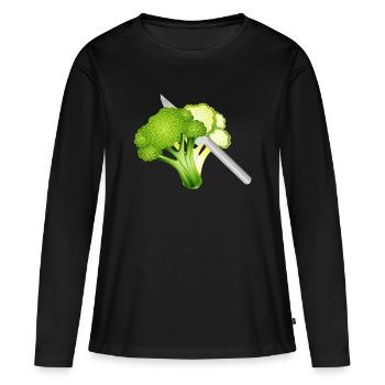 Motif de brocoli coupé – élégant et croustillant - T-shirt manches longues Premium bio Femme - noir - Devant - Julia (174cm)