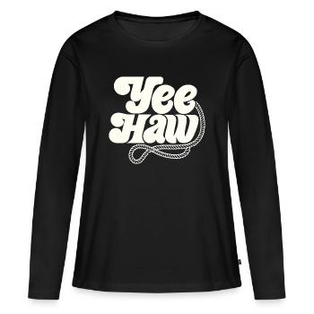 YEE HAW Lasso de cow-boy - T-shirt manches longues Premium bio Femme - noir - Devant - Julia (174cm)