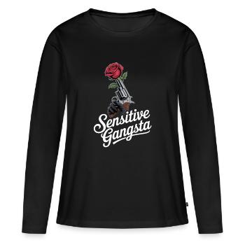 Gangsta sensible - T-shirt manches longues Premium bio Femme - noir - Devant - Julia (174cm)