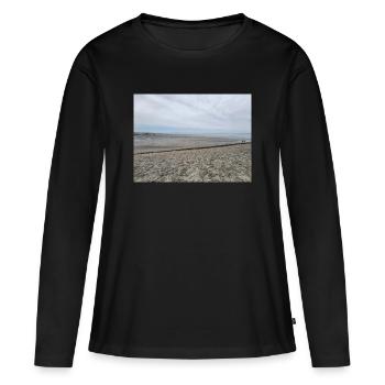 Nordseeküste Sand- und Wasserbild - Frauen Premium Bio Langarmshirt - Schwarz - Vorne - Julia (174cm)