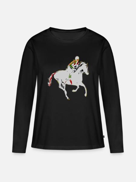 Abenteuerliches Reiter-Motiv - Frauen Premium Bio Langarmshirt - Schwarz