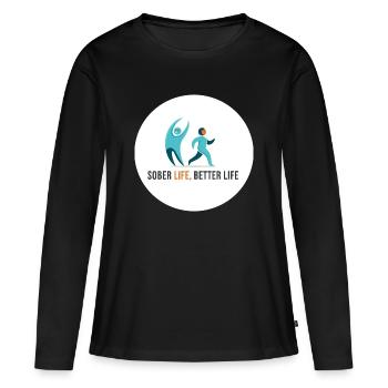 Une vie sobre. Une vie meilleure - T-shirt manches longues Premium bio Femme - noir - Devant - Julia (174cm)