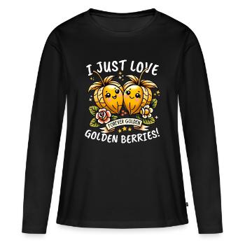 Charming Kawaii Style I Just Love Golden Berries - Women's Premium Organic Long Sleeve Shirt - black - Front - Julia (174cm)