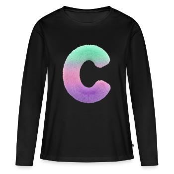 Letter C in fur look and colour gradient - Women's Premium Organic Long Sleeve Shirt - black - Front - Julia (174cm)