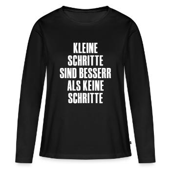 Kleine Schritte sind besser als keine Schritte. - Frauen Premium Bio Langarmshirt - Schwarz - Vorne - Julia (174cm)