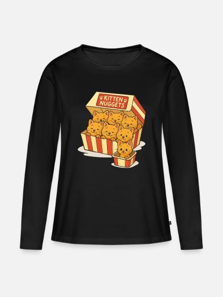Katzenkapseln mit süßen Gesichtern - Frauen Premium Bio Langarmshirt - Schwarz