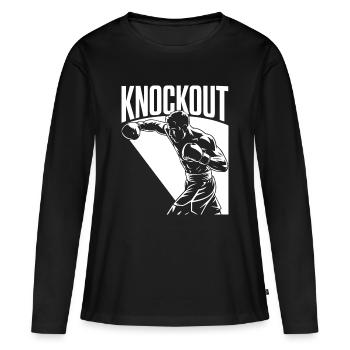 Knock-out - T-shirt manches longues Premium bio Femme - noir - Devant - Julia (174cm)