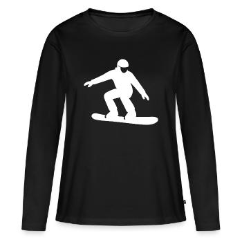 Snowboarder Silhouette Winterurlaub Wintersport - Frauen Premium Bio Langarmshirt - Schwarz - Vorne - Julia (174cm)