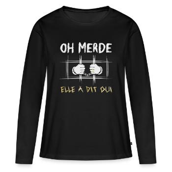Elle A Dit ui Demande En Mariage Fiançailles - T-shirt manches longues Premium bio Femme - noir - Devant - Julia (174cm)
