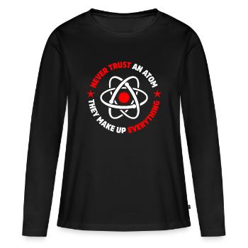 Protons, neutrons, électrons, - T-shirt manches longues Premium bio Femme - noir - Devant - Julia (174cm)