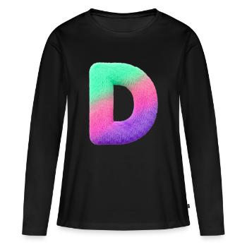 D - Letter in fur look and color gradient - Women's Premium Organic Long Sleeve Shirt - black - Front - Julia (174cm)