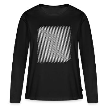 Conception d'illusion d'optique en spirale géométrique - T-shirt manches longues Premium bio Femme - noir - Devant - Julia (174cm)