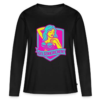 Gelsenkirchen Superstar en rose - T-shirt manches longues Premium bio Femme - noir - Devant - Julia (174cm)