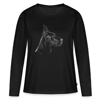 Dogge - Frauen Premium Bio Langarmshirt - Schwarz - Vorne - Julia (174cm)