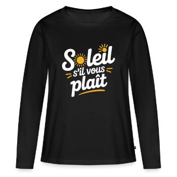 Soleil s'il vous tresse - heure d'été - T-shirt manches longues Premium bio Femme - noir - Devant - Julia (174cm)