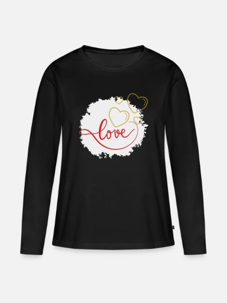 Liebe - Frauen Premium Bio Langarmshirt - Schwarz