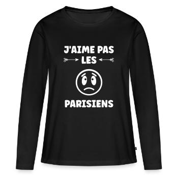 Je n'aime pas les parisiens humour - T-shirt manches longues Premium bio Femme - noir - Devant - Julia (174cm)
