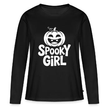 Motif amusant de citrouille d'Halloween - T-shirt manches longues Premium bio Femme - noir - Devant - Julia (174cm)