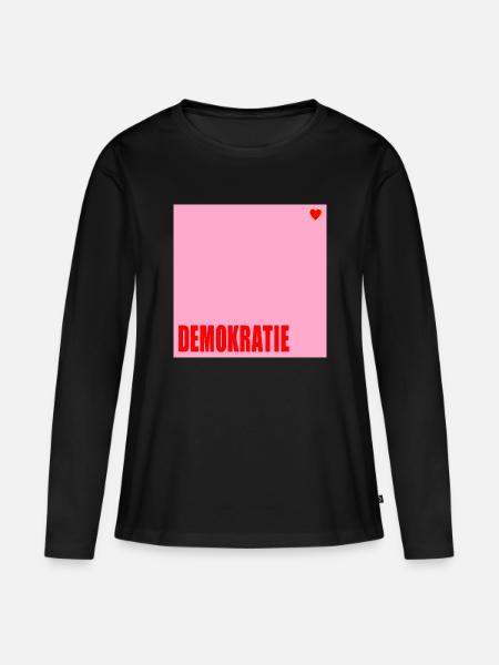Politik Demokratie Herz - Frauen Premium Bio Langarmshirt - Schwarz