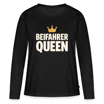 Passenger Queen lettering with crown - Women's Premium Organic Long Sleeve Shirt - black - Front - Julia (174cm)