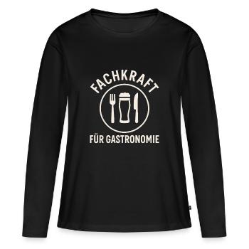 Spécialiste de la gastronomie - T-shirt manches longues Premium bio Femme - noir - Devant - Julia (174cm)