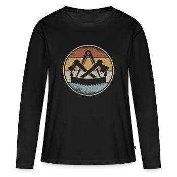 Enseigne de la guilde des charpentiers, guilde des artisans charpentiers - T-shirt manches longues Premium bio Femme - noir - Devant - Julia (174cm)