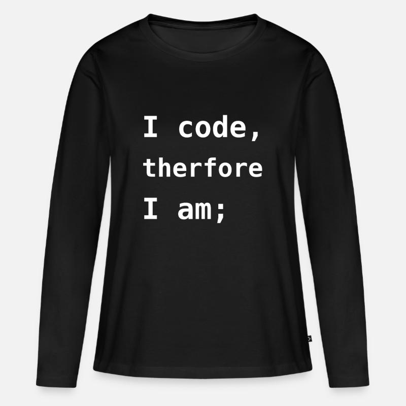 Ich programmiere, also bin ich - Frauen Premium Bio Langarmshirt - Schwarz