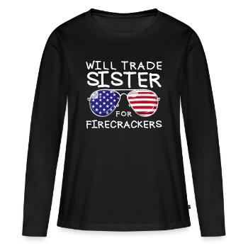 Échangez votre sœur contre des feux d'artifice pour les enfants le 4. - T-shirt manches longues Premium bio Femme - noir - Devant - Julia (174cm)