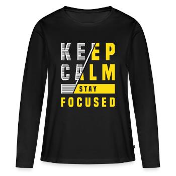 Restez calme Restez concentré - T-shirt manches longues Premium bio Femme - noir - Devant - Julia (174cm)