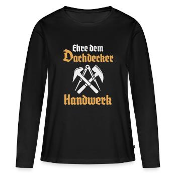 Enseignes de la guilde des métiers de la toiture - T-shirt manches longues Premium bio Femme - noir - Devant - Julia (174cm)