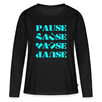 Pause und Escape-Nachricht im Kunststil - Frauen Premium Bio Langarmshirt - Schwarz - Vorne - Julia (174cm)