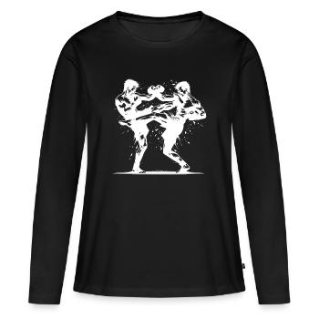 Kickboxing - Quand la force musculaire rencontre la volonté - T-shirt manches longues Premium bio Femme - noir - Devant - Julia (174cm)