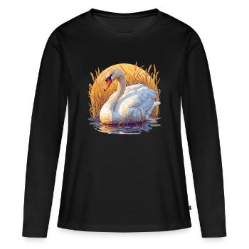 Schwäne Schwan - Frauen Premium Bio Langarmshirt - Schwarz - Vorne - Julia (174cm)