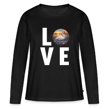 Schwäne Schwan - Frauen Premium Bio Langarmshirt - Schwarz - Vorne - Julia (174cm)