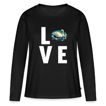 Schwäne Schwan - Frauen Premium Bio Langarmshirt - Schwarz - Vorne - Julia (174cm)