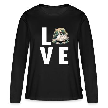 Schwäne Schwan - Frauen Premium Bio Langarmshirt - Schwarz - Vorne - Julia (174cm)