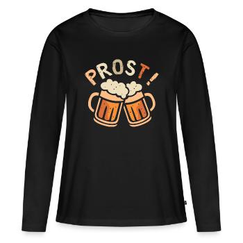 Prost Bierkrug Cheers Design - Frauen Premium Bio Langarmshirt - Schwarz - Vorne - Julia (174cm)