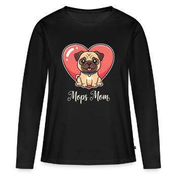 Pug Mom Cute Puppy Design for Pug Lovers - Women's Premium Organic Long Sleeve Shirt - black - Front - Julia (174cm)