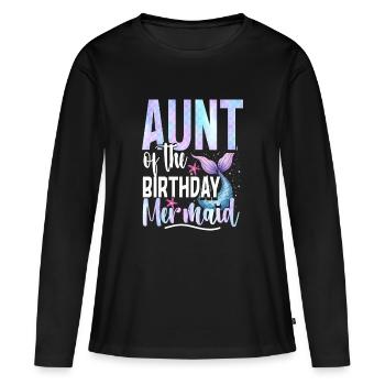 Sirène tante de la sirène d'anniversaire - T-shirt manches longues Premium bio Femme - noir - Devant - Julia (174cm)