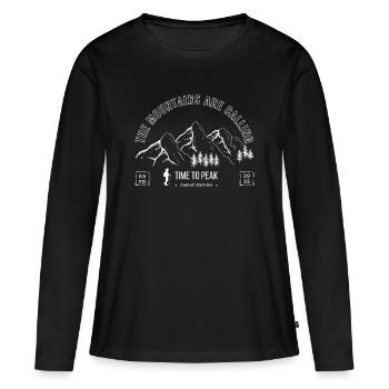 Gipfelabenteuer Schneelandschaft - Frauen Premium Bio Langarmshirt - Schwarz - Vorne - Julia (174cm)