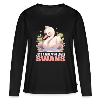 Schwäne Schwan - Frauen Premium Bio Langarmshirt - Schwarz - Vorne - Julia (174cm)