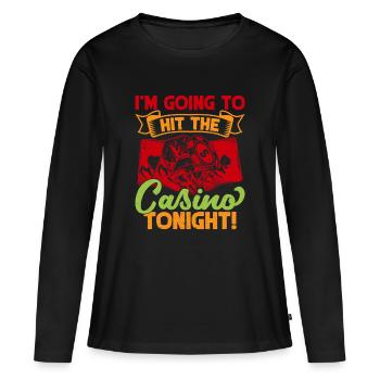 Fan de jeux d'argent, je vais au casino ce soir Casino - T-shirt manches longues Premium bio Femme - noir - Devant - Julia (174cm)