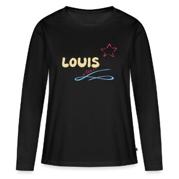 Cadeau pour Louis - T-shirt manches longues Premium bio Femme - noir - Devant - Julia (174cm)