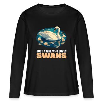 Schwäne Schwan - Frauen Premium Bio Langarmshirt - Schwarz - Vorne - Julia (174cm)