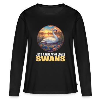 Schwäne Schwan - Frauen Premium Bio Langarmshirt - Schwarz - Vorne - Julia (174cm)