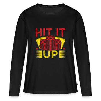 Fan de jeux d'argent Hit It Up Casino - T-shirt manches longues Premium bio Femme - noir - Devant - Julia (174cm)